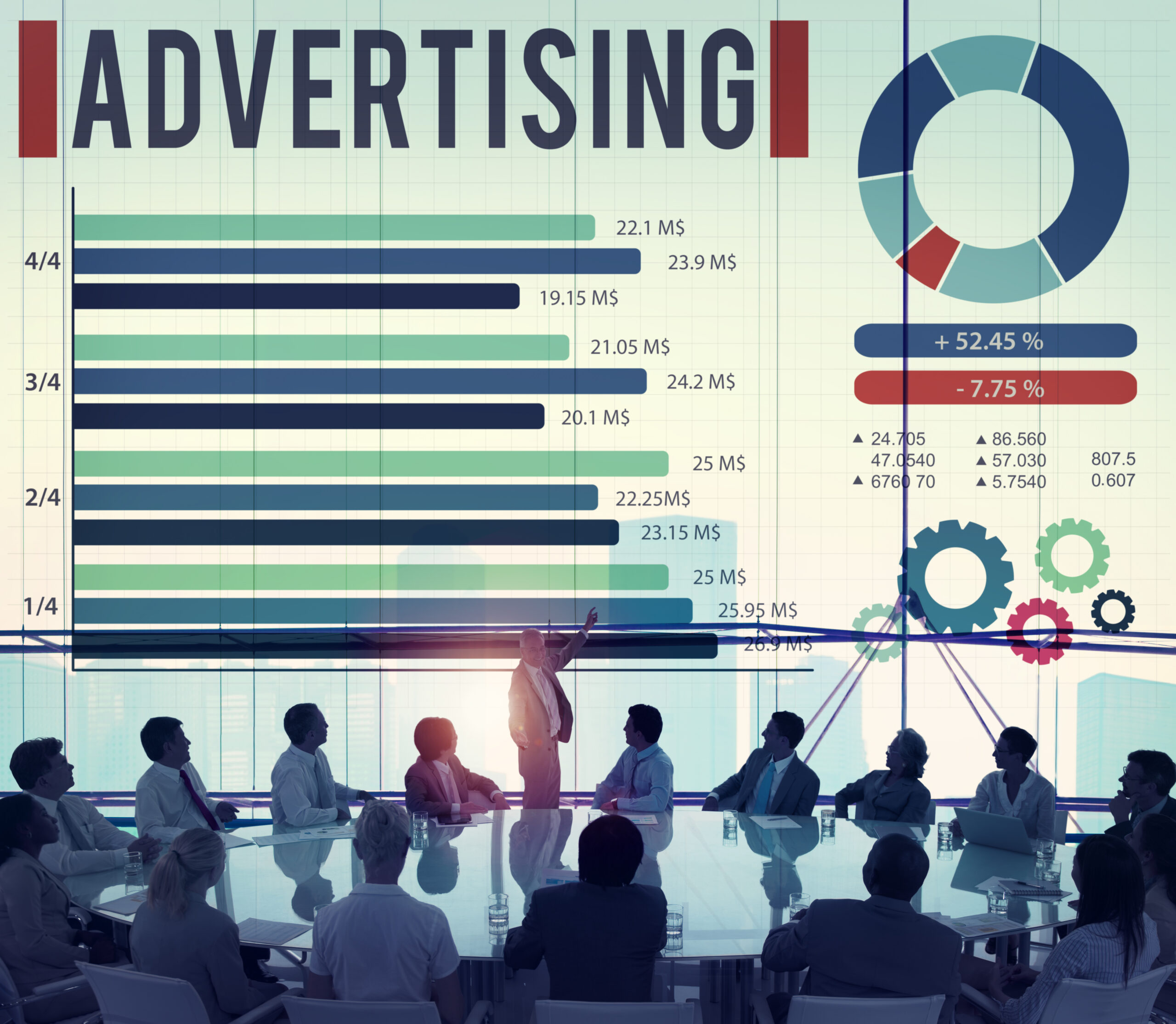 Professionals assessing campaign data to strengthen B2B display advertising services.