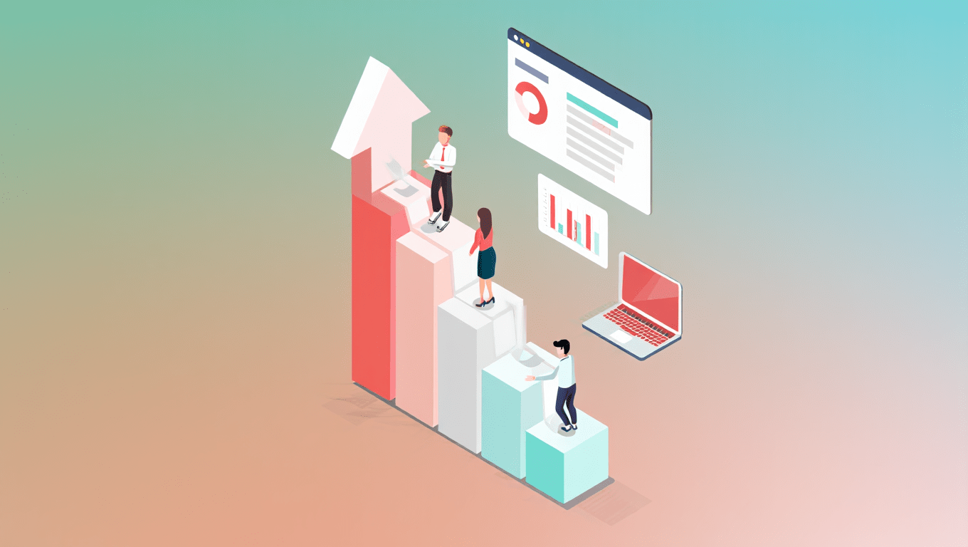 Enterprise LMS Leads visual showing data-driven growth and performance analytics.